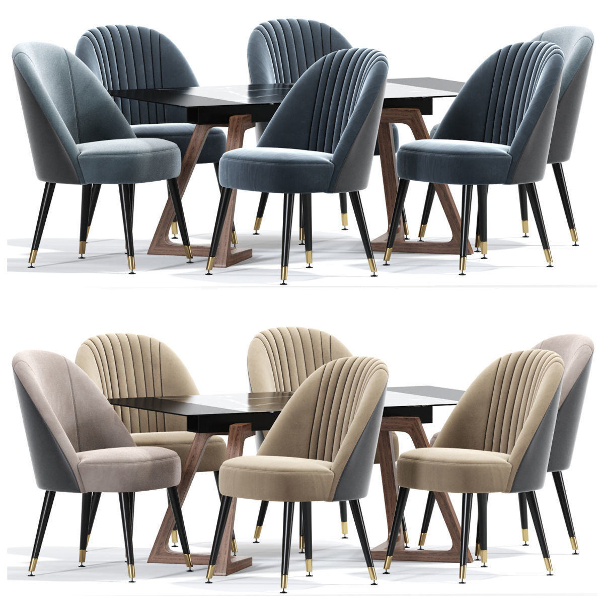 Fossa Dining Chair Table 3D model_1