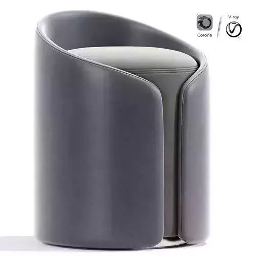 Round Upholstered Linen Ottoman Pouf