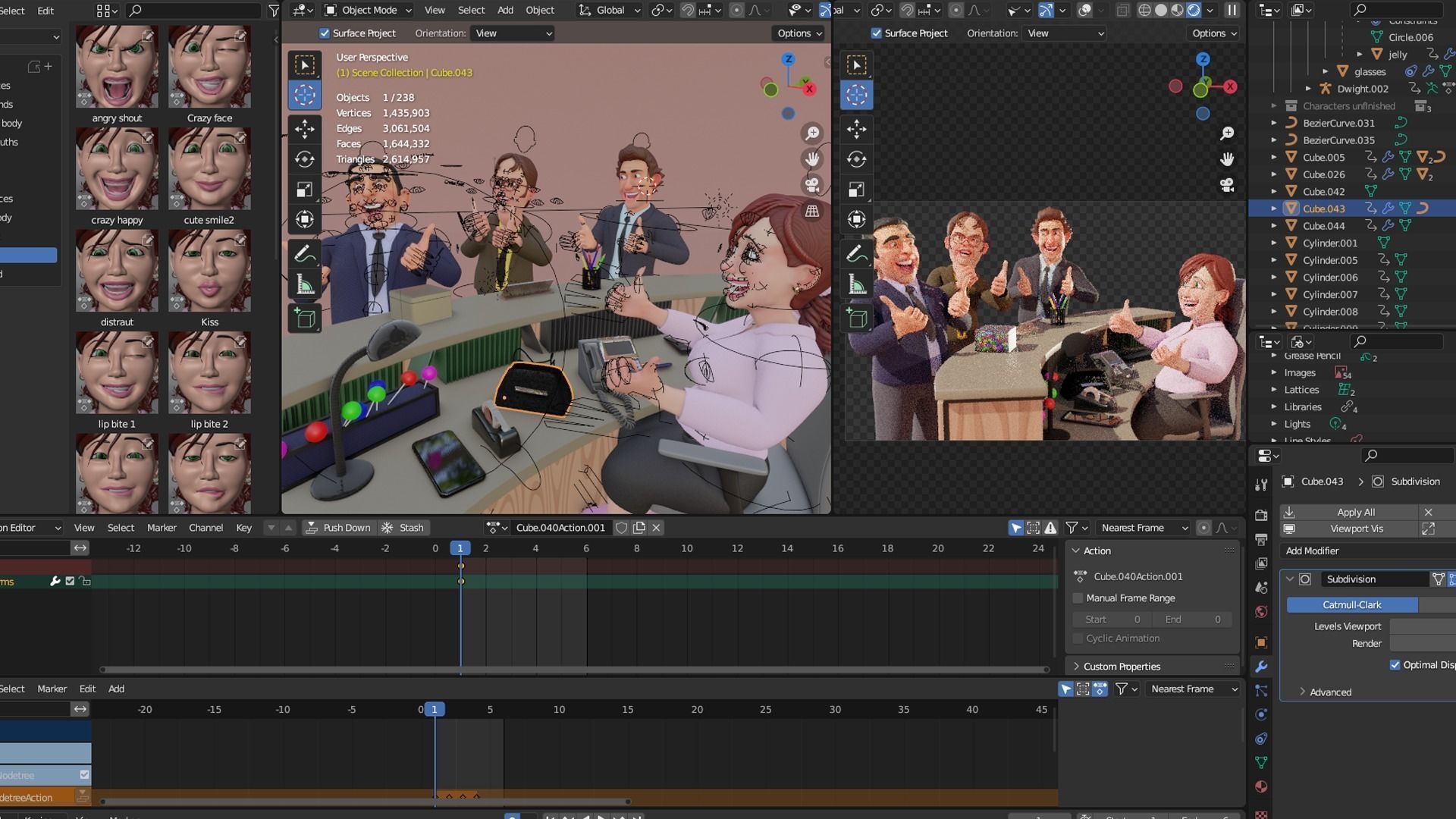 The Office Caricature Rigs  Micheal Dwight Jim and Pam Low-poly 3D model_6