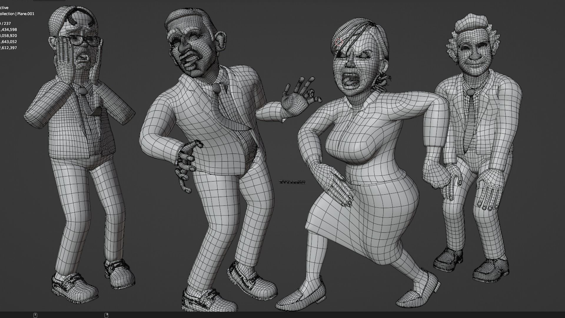 The Office Caricature Rigs  Micheal Dwight Jim and Pam Low-poly 3D model_3