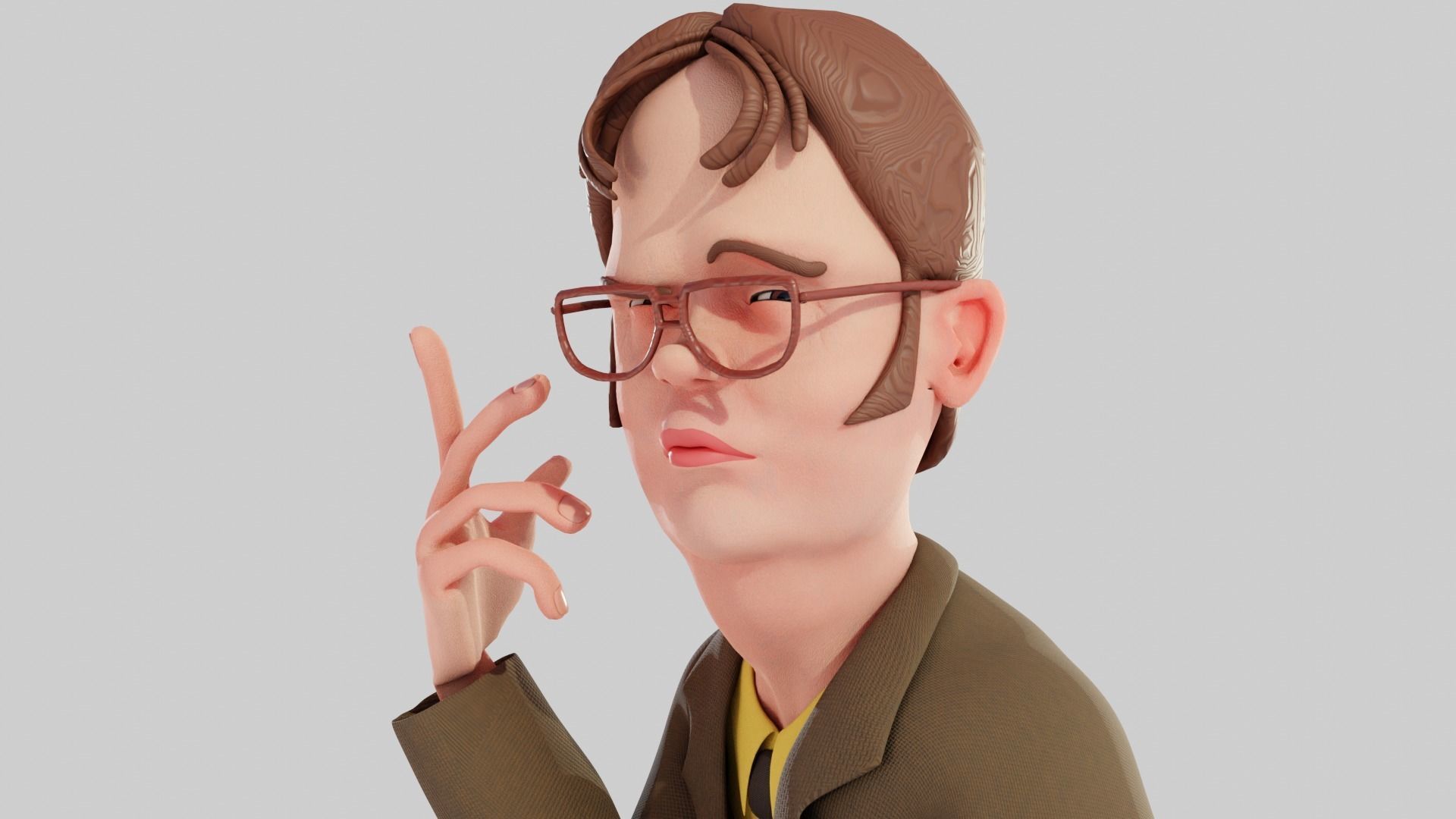 The Office Caricature Rigs  Micheal Dwight Jim and Pam Low-poly 3D model_15