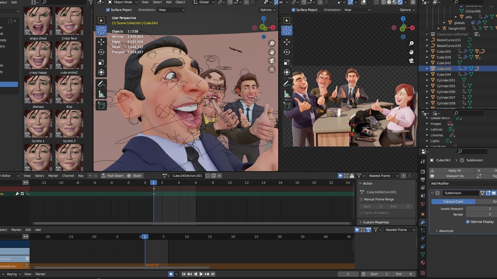 The Office Caricature Rigs  Micheal Dwight Jim and Pam Low-poly 3D model_4