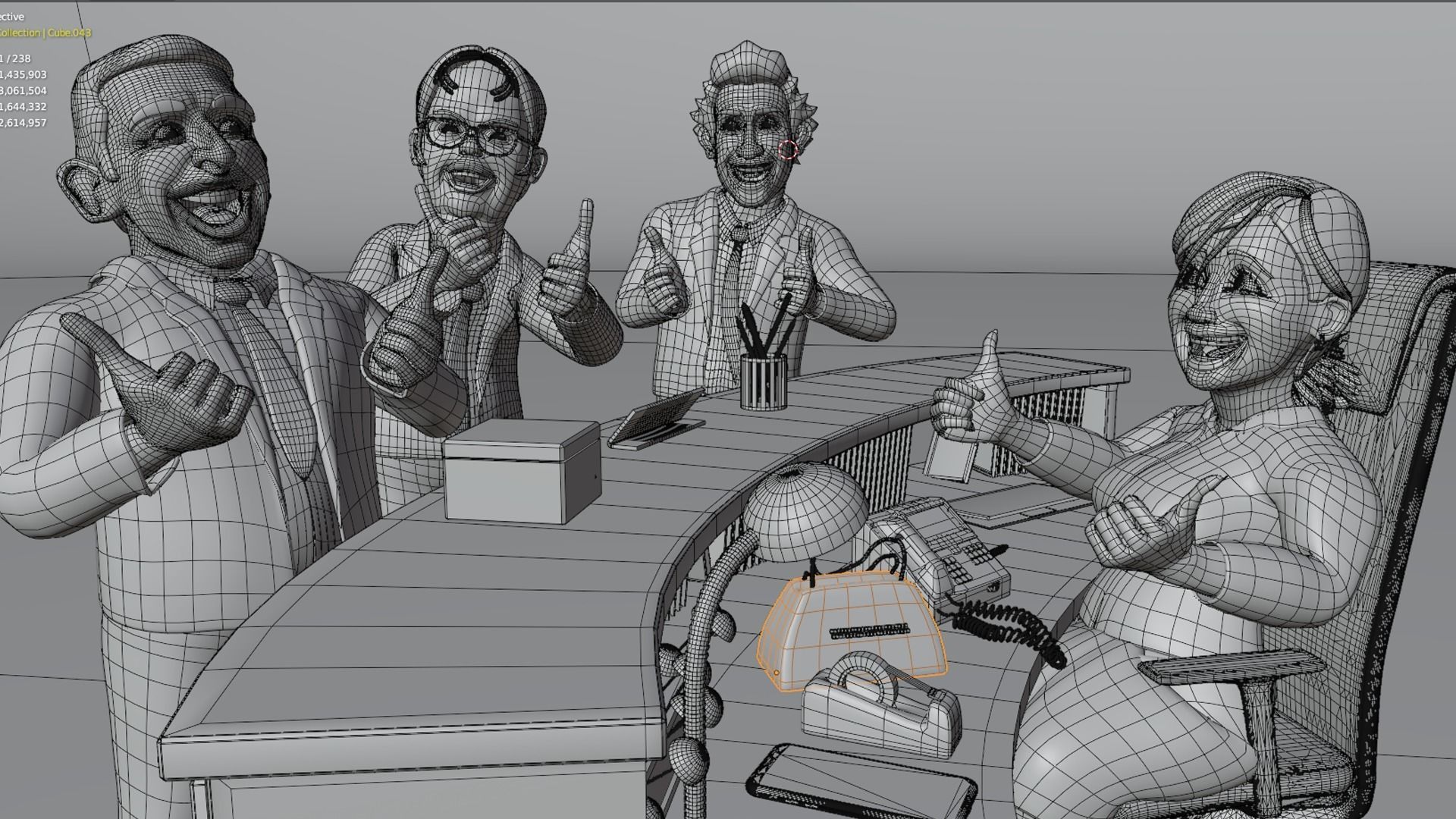 The Office Caricature Rigs  Micheal Dwight Jim and Pam Low-poly 3D model_7