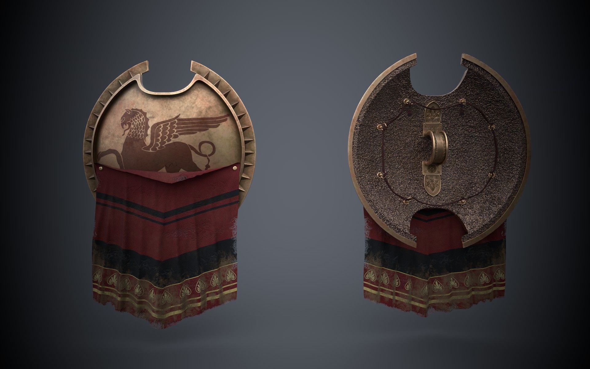 Spartan greek warrior Low-poly 3D model_3