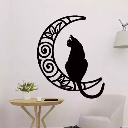 Cat With Moon 2D Decor