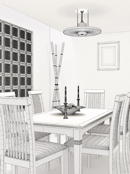 Orange Dining Room 3D model_1