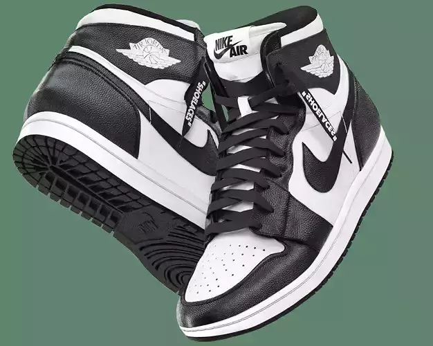 black and white nike air jordan 1 retro 3D model