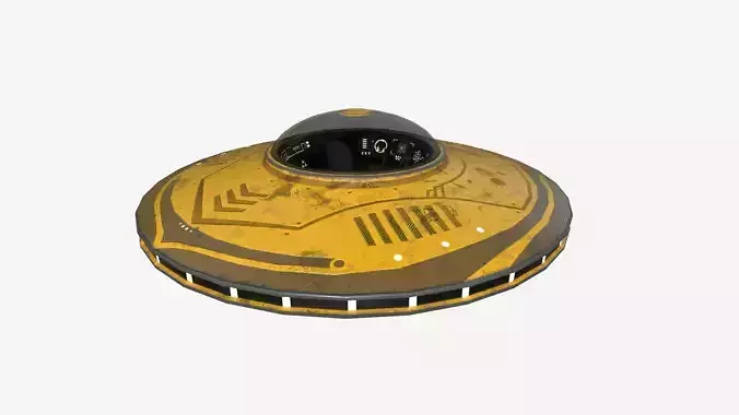 Alien Spaceship UFO B08 Yellow Dirt - Sci Fi Spacecraft Design Low-poly 3D model