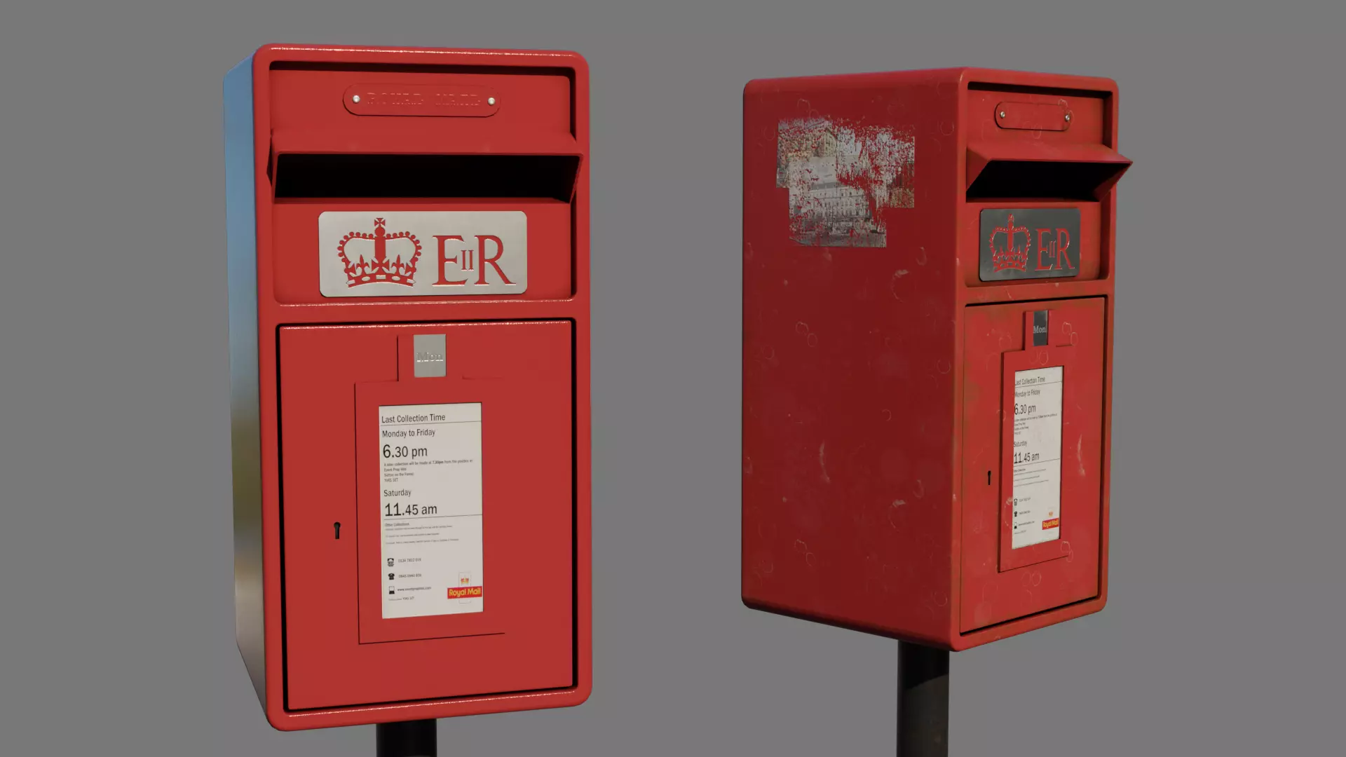Royal Mailbox Low-poly 3D model_0