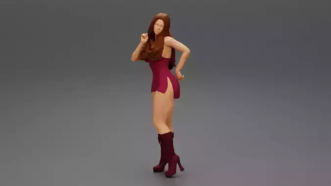 woman hand on hip in sexy mini dress open in two sided