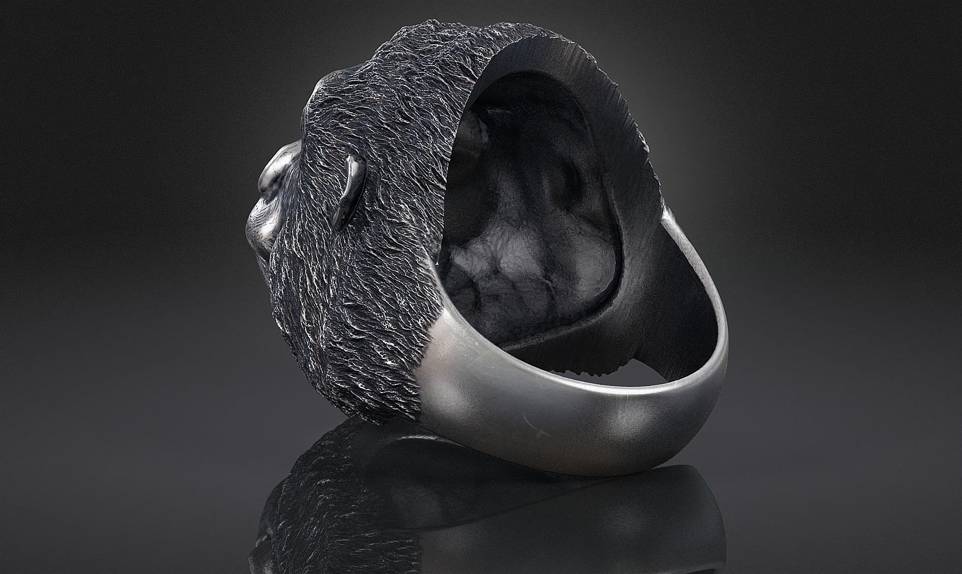 Gorilla head ring a01 3D print model_8