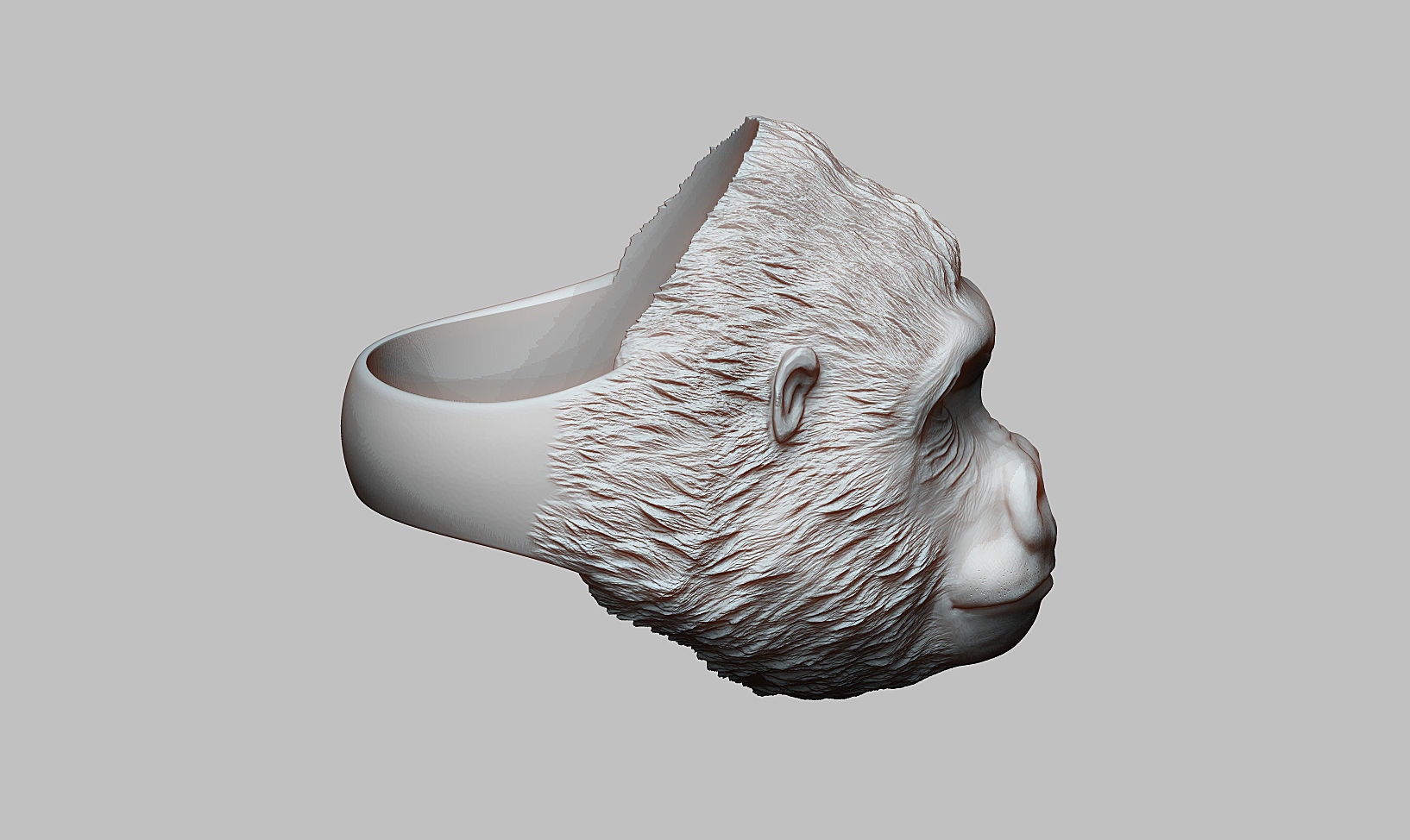 Gorilla head ring a01 3D print model_12