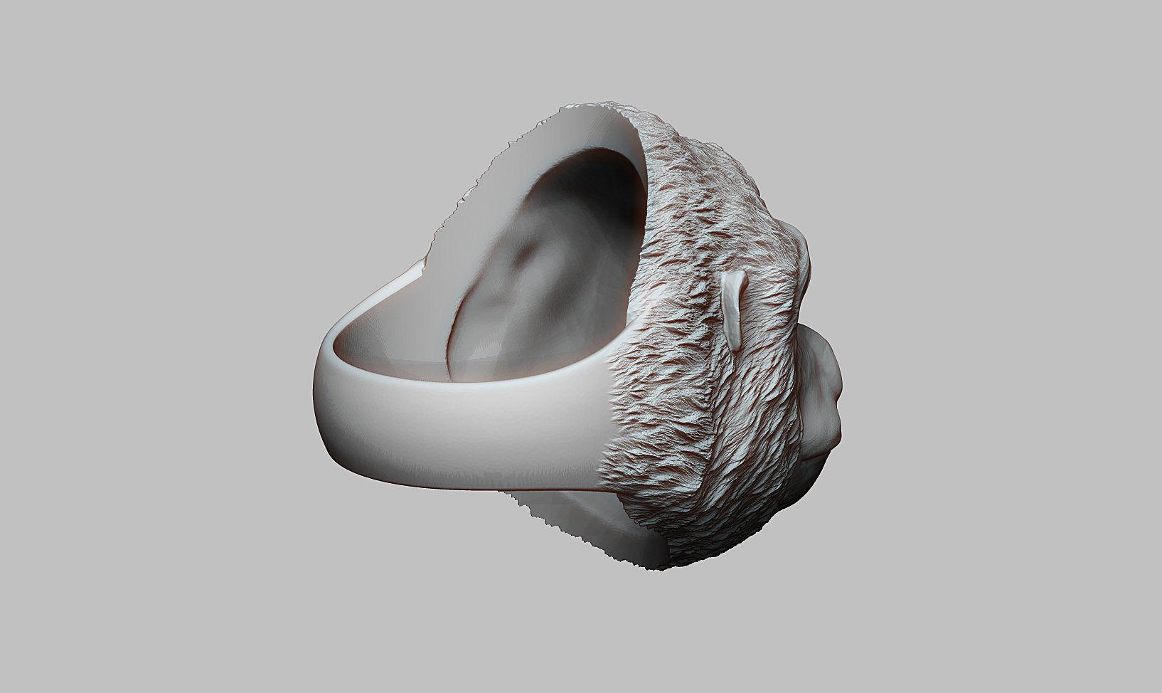 Gorilla head ring a01 3D print model_13