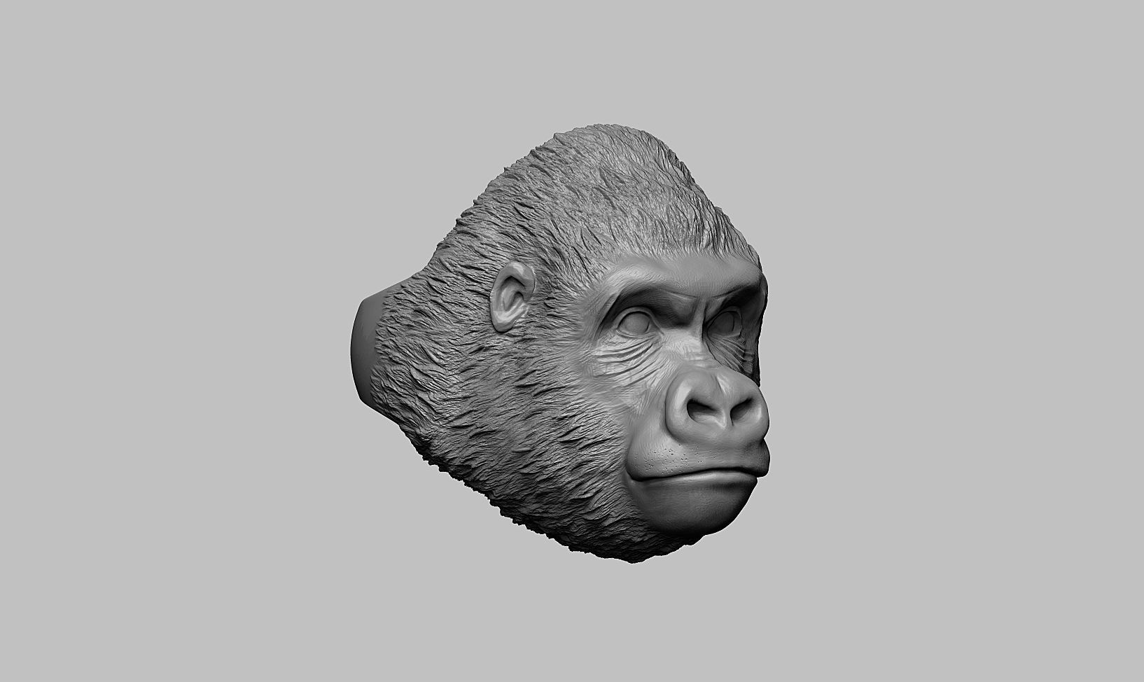 Gorilla head ring a01 3D print model_18