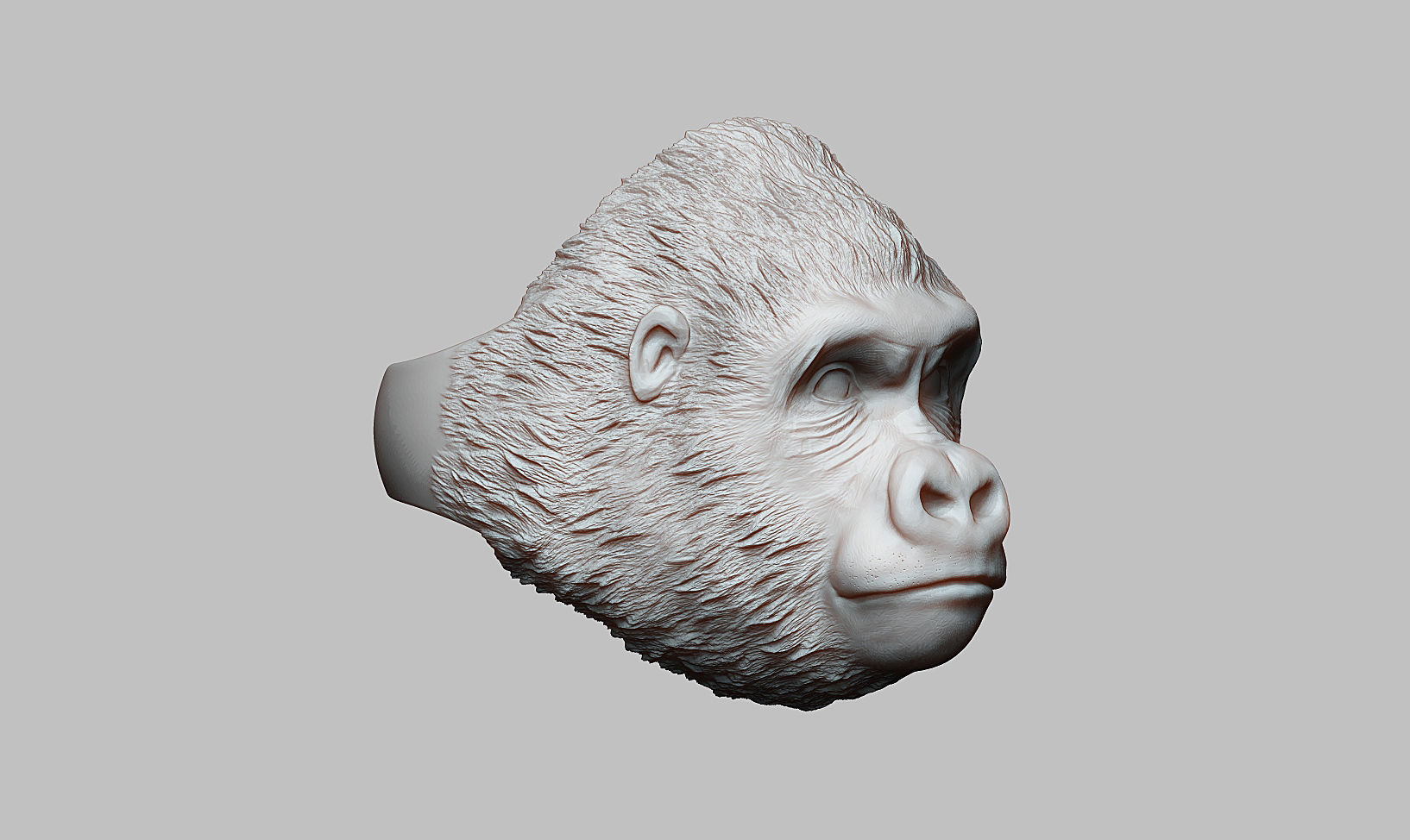 Gorilla head ring a01 3D print model_10