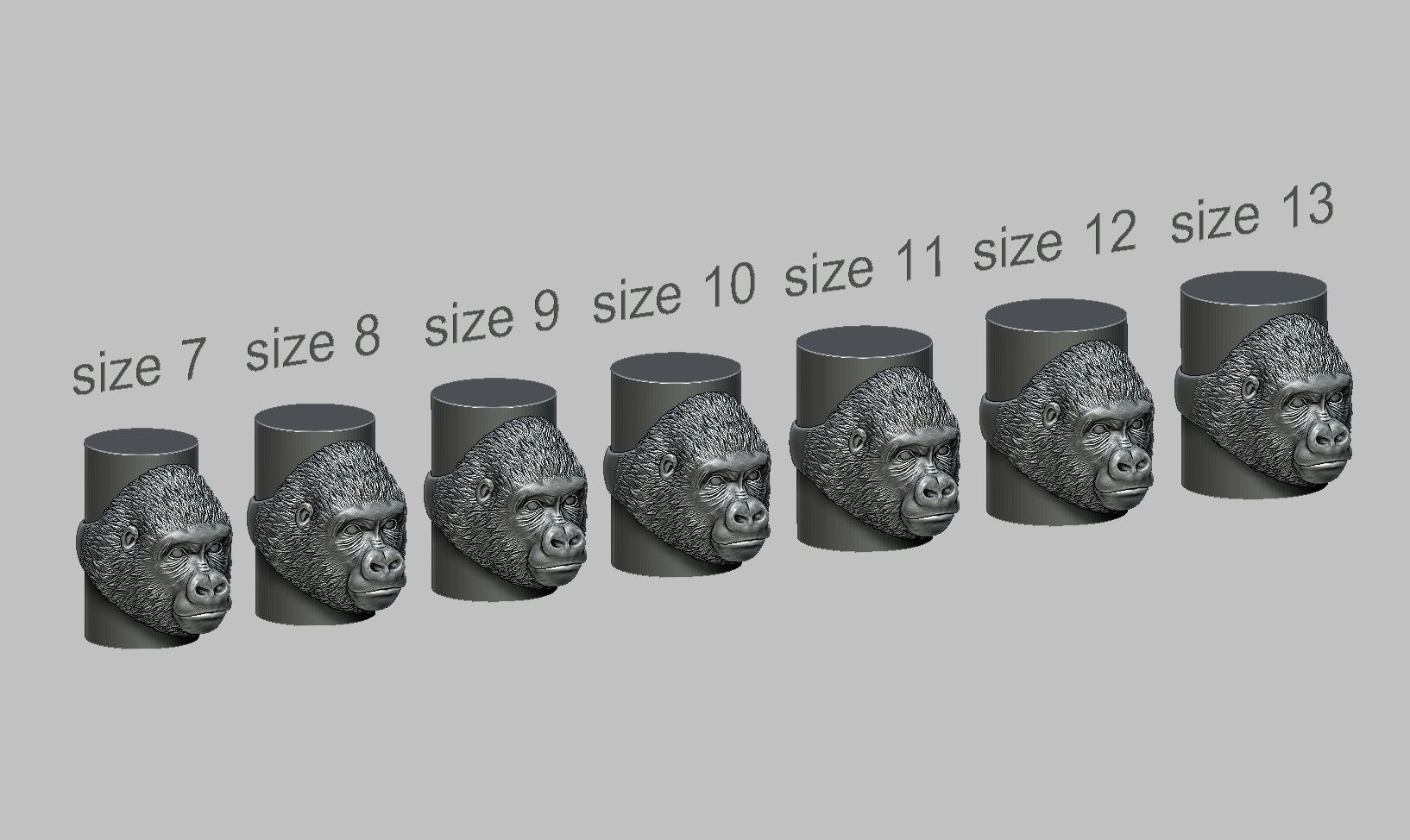 Gorilla head ring a01 3D print model_27