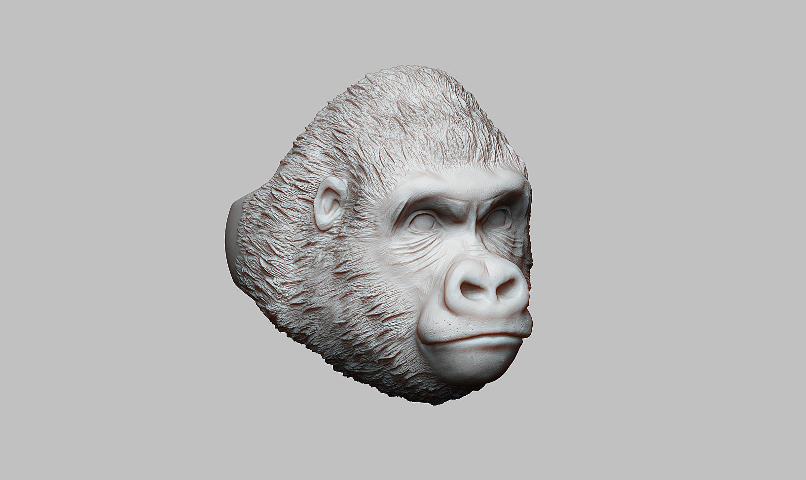 Gorilla head ring a01 3D print model_9
