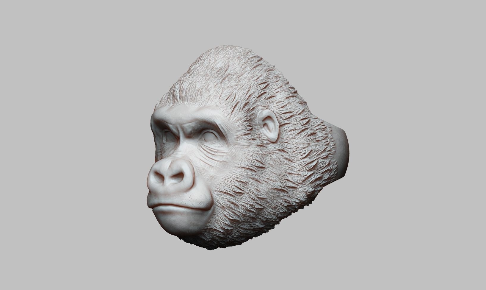 Gorilla head ring a01 3D print model_14