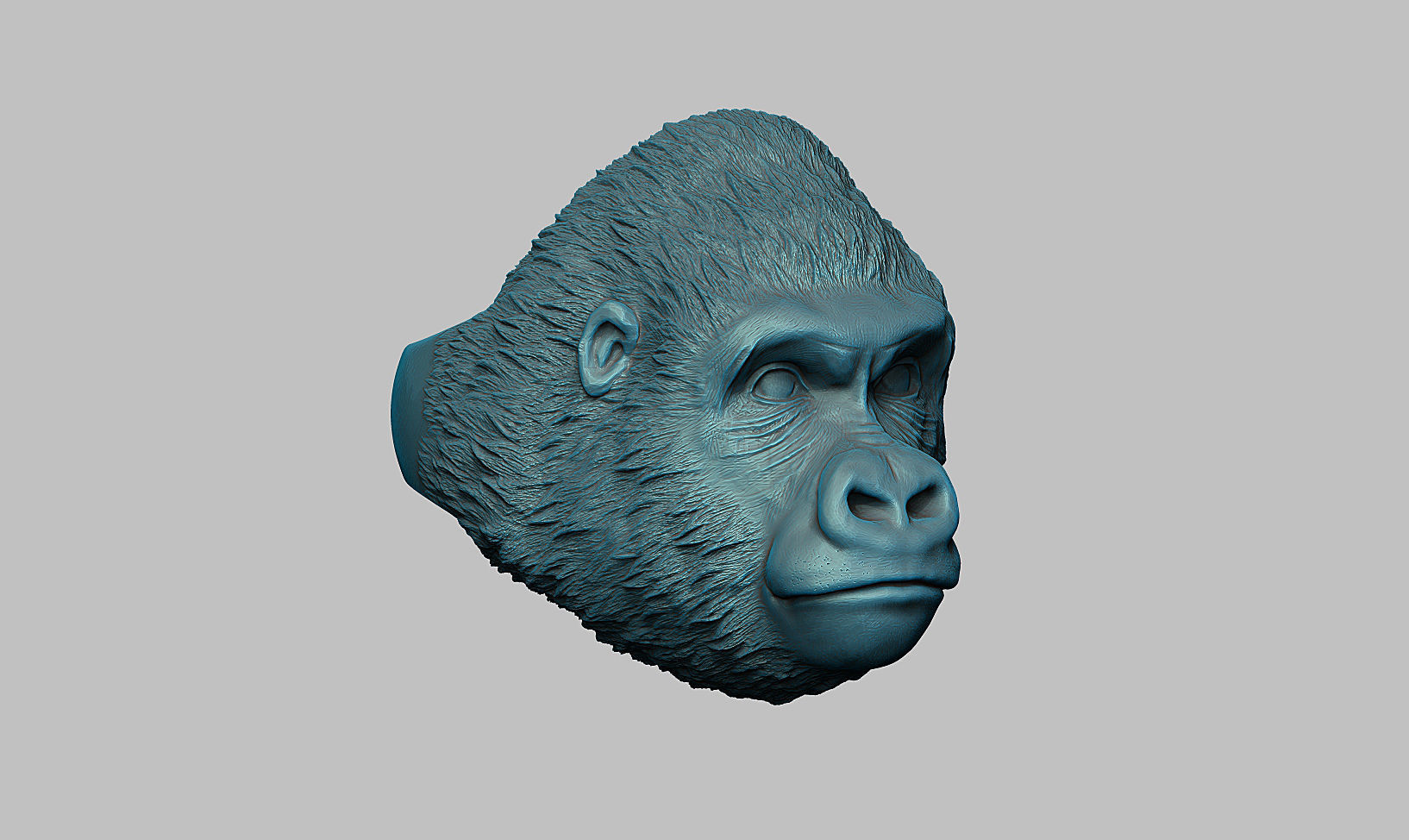 Gorilla head ring a01 3D print model_24