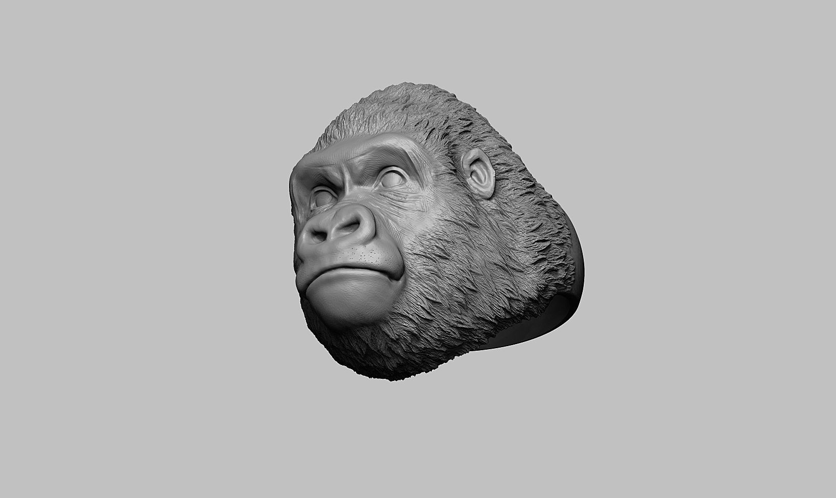 Gorilla head ring a01 3D print model_21