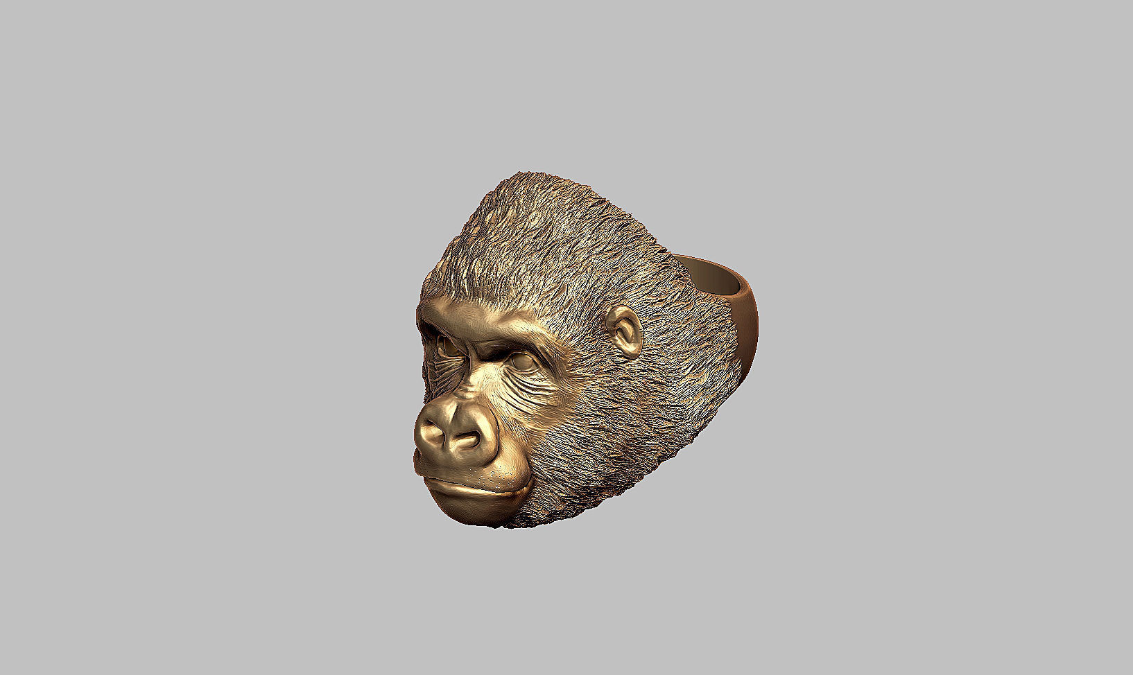 Gorilla head ring a01 3D print model_23