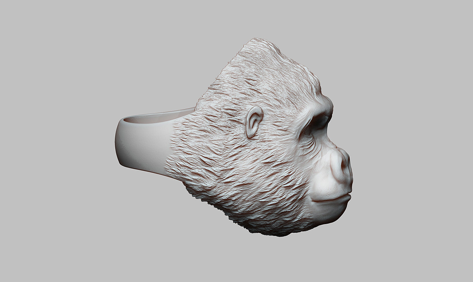 Gorilla head ring a01 3D print model_11