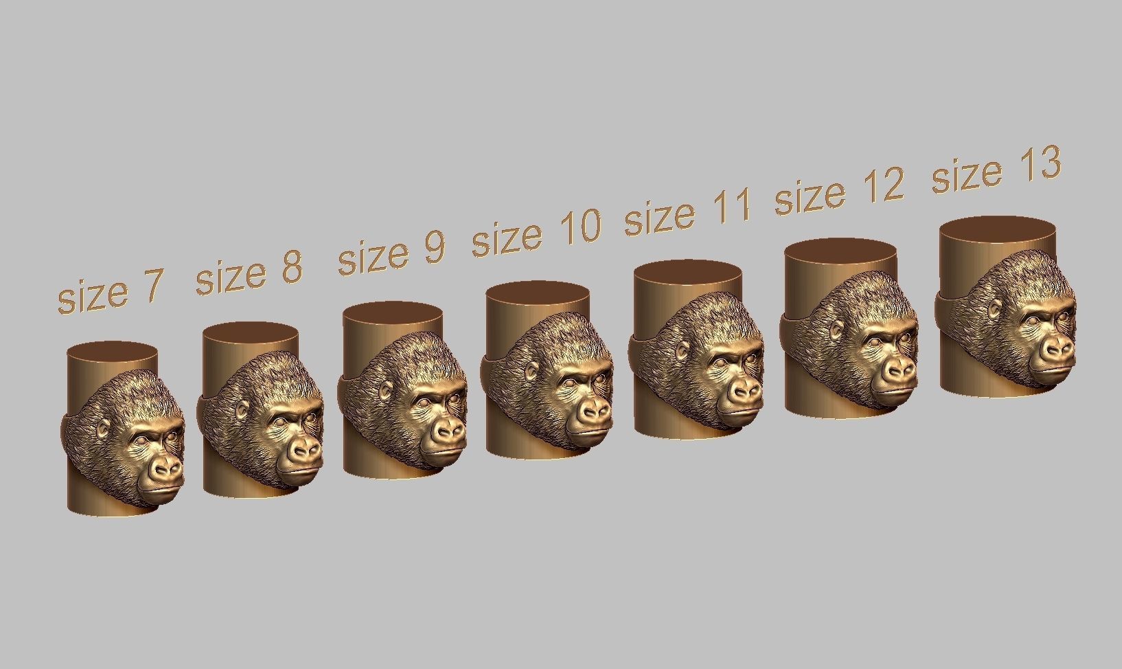 Gorilla head ring a01 3D print model_28