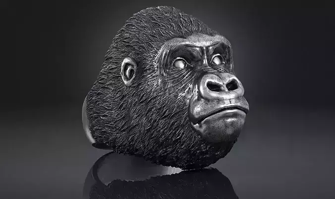 Gorilla head ring a01 3D print model