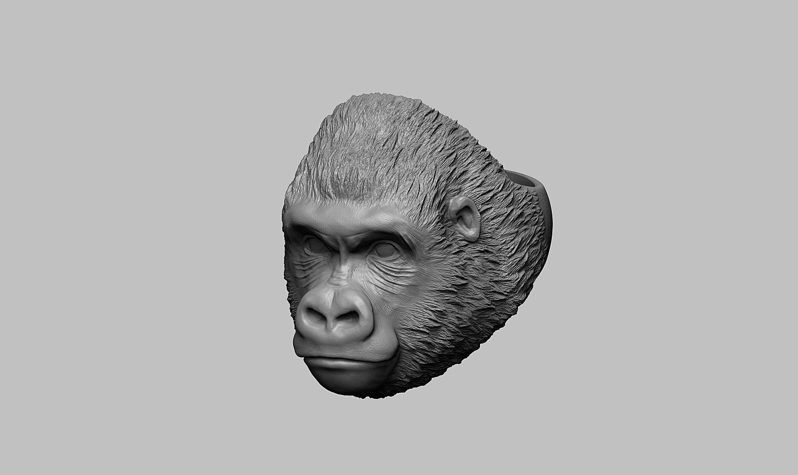 Gorilla head ring a01 3D print model_20
