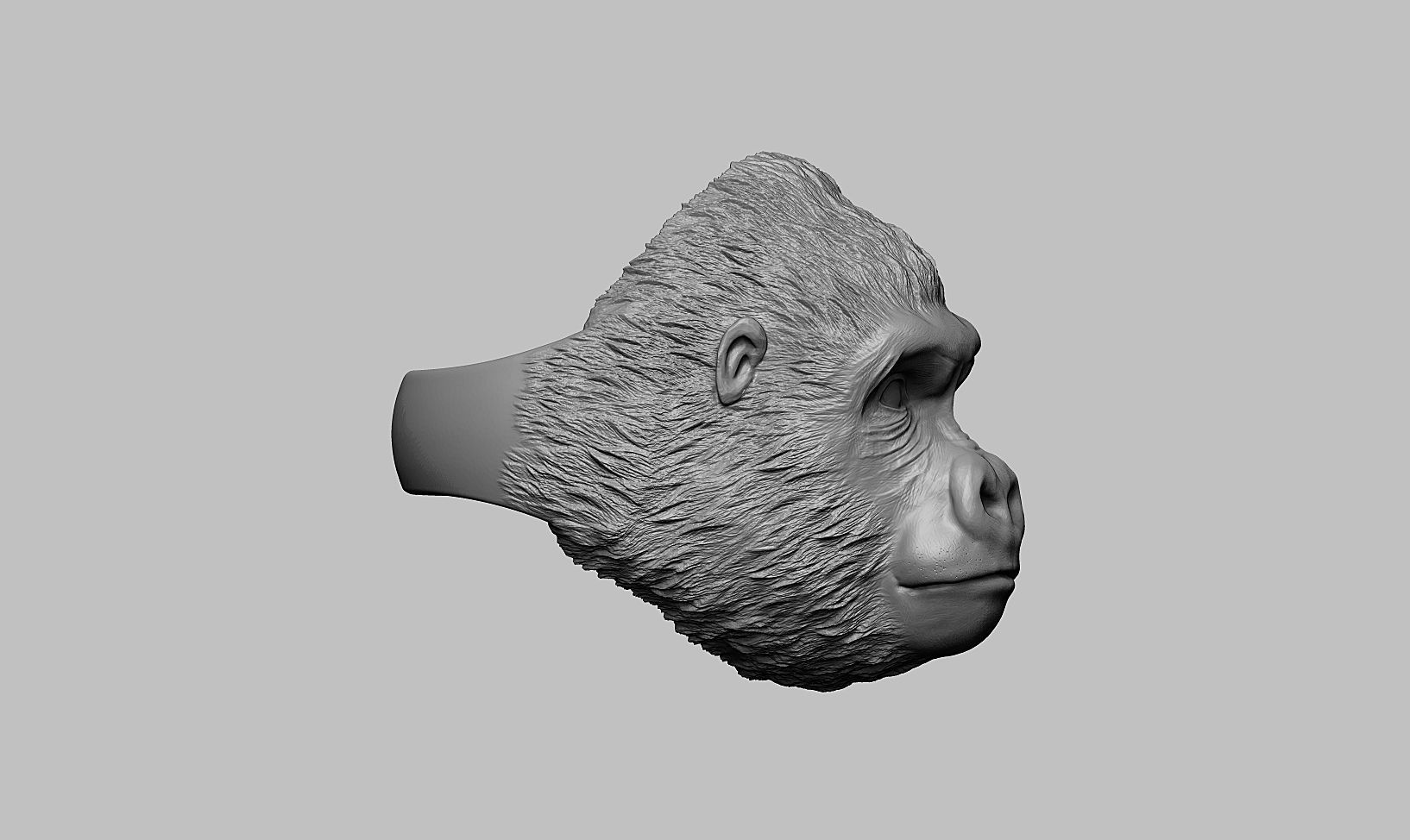 Gorilla head ring a01 3D print model_19