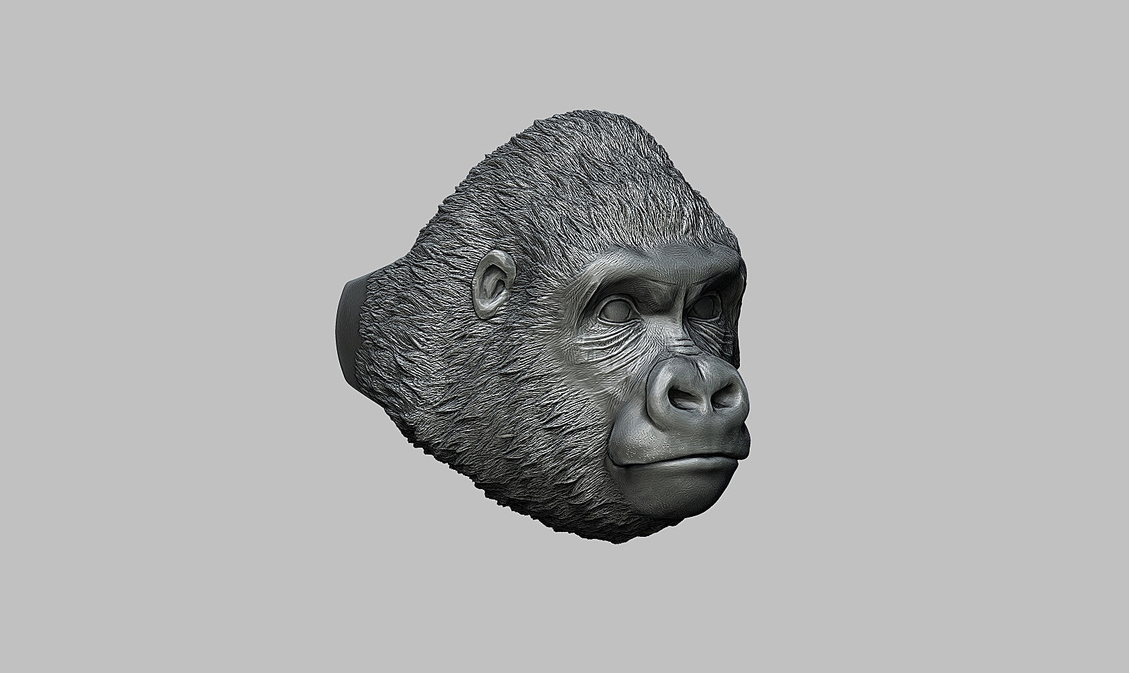 Gorilla head ring a01 3D print model_25