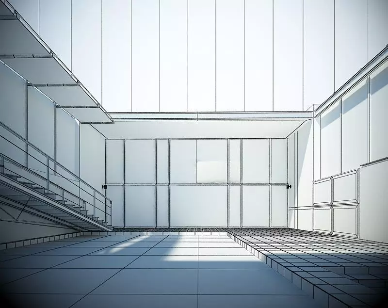 Modern White Swimming Pool Lounge 3D model_0