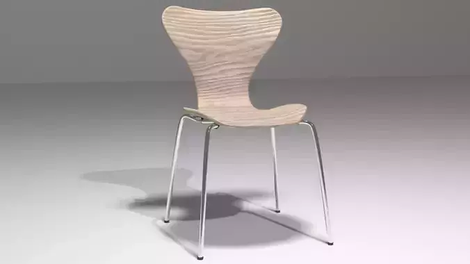 chair 3D Model wooden with metal legs