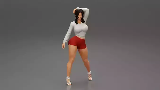 woman in a fashion outfit with hairstyle pigtails