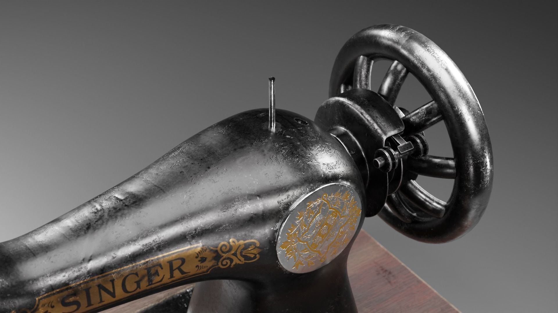 Singer Old Sewing Machine 3D model and PBR Texture 3D model_4