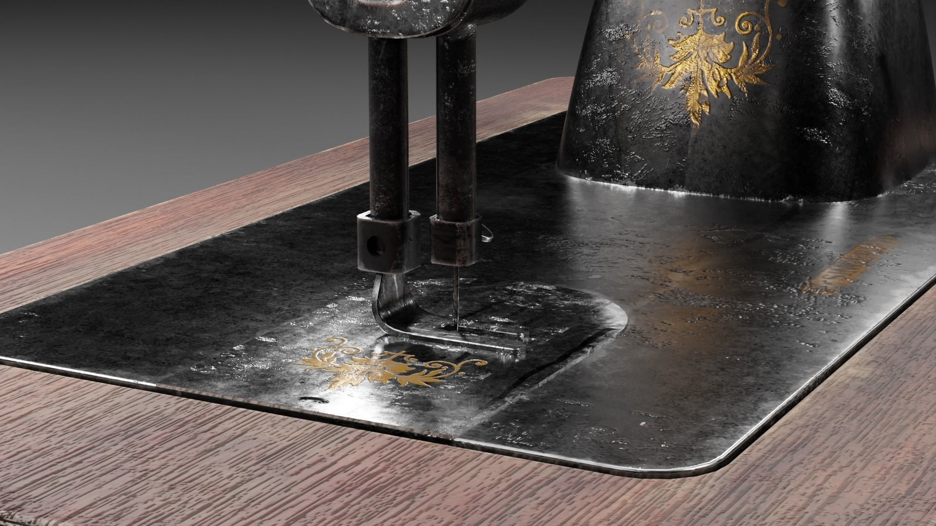 Singer Old Sewing Machine 3D model and PBR Texture 3D model_8