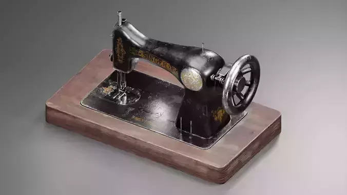 Singer Old Sewing Machine 3D model and PBR Texture