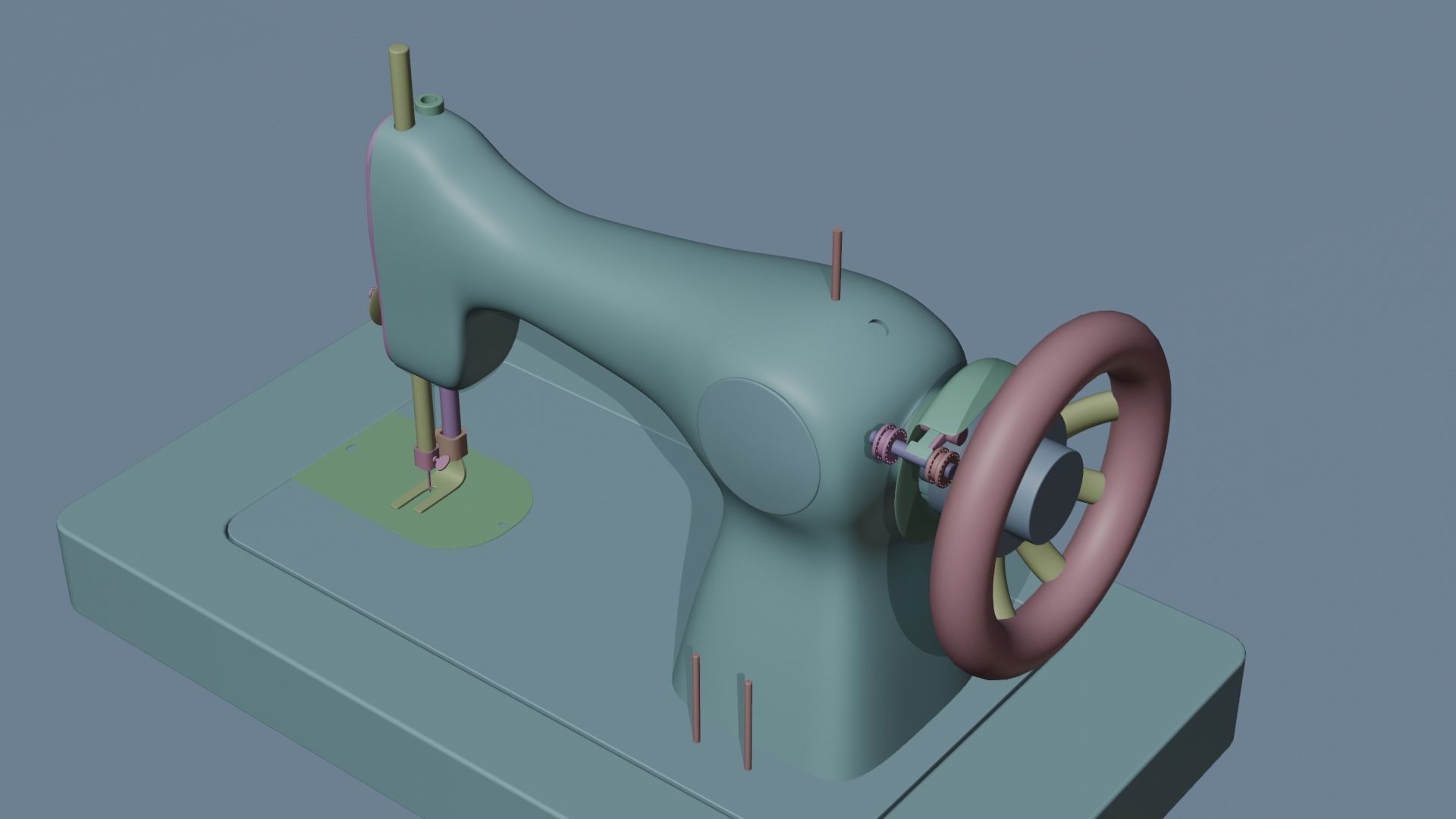 Singer Old Sewing Machine 3D model and PBR Texture 3D model_9