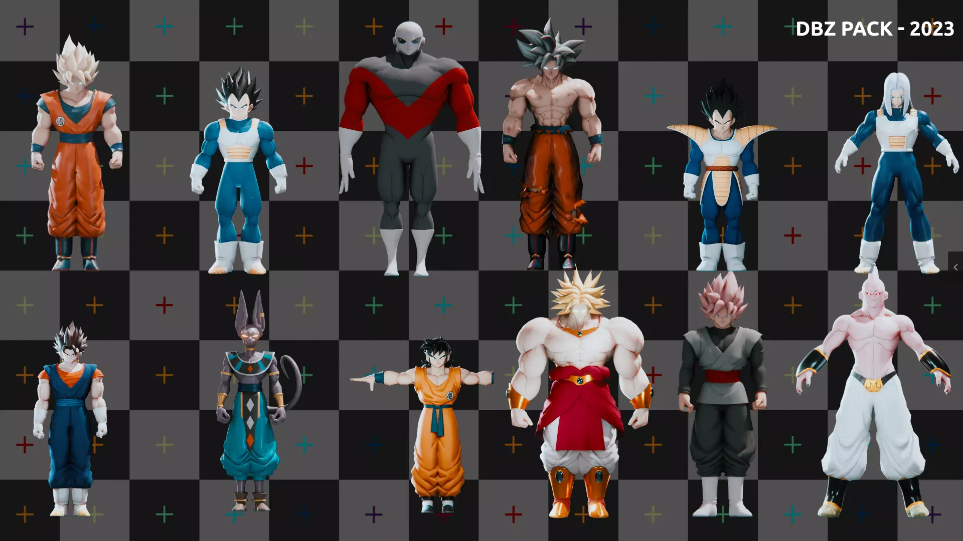 47 Dragon ball Z - Rigged Character Pack Low-poly 3D model_0