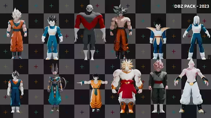 47 Dragon ball Z - Rigged Character Pack Low-poly 3D model