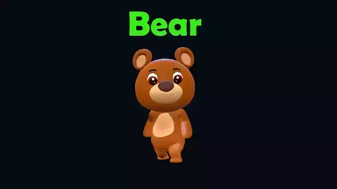 Cartoon Bear Animated Low-poly 3D model