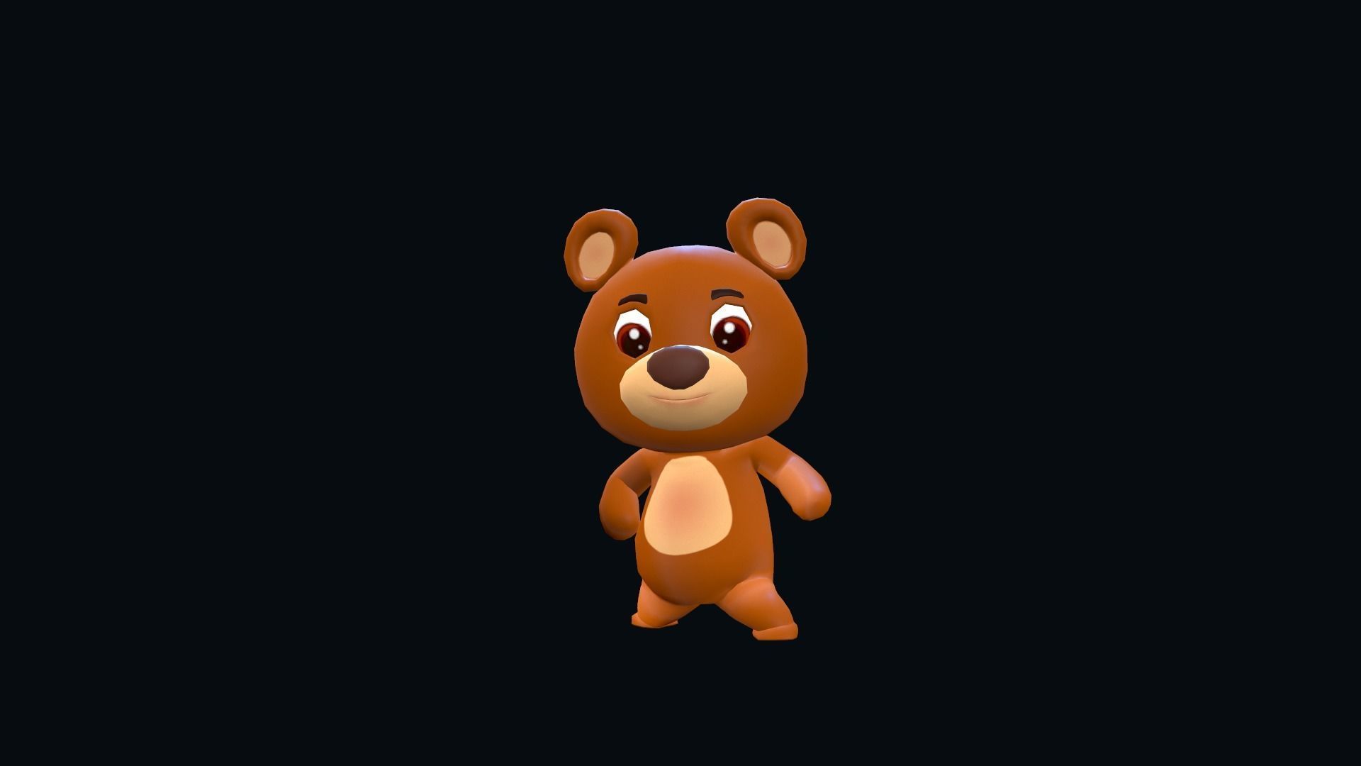 Cartoon Bear Animated Low-poly 3D model_2