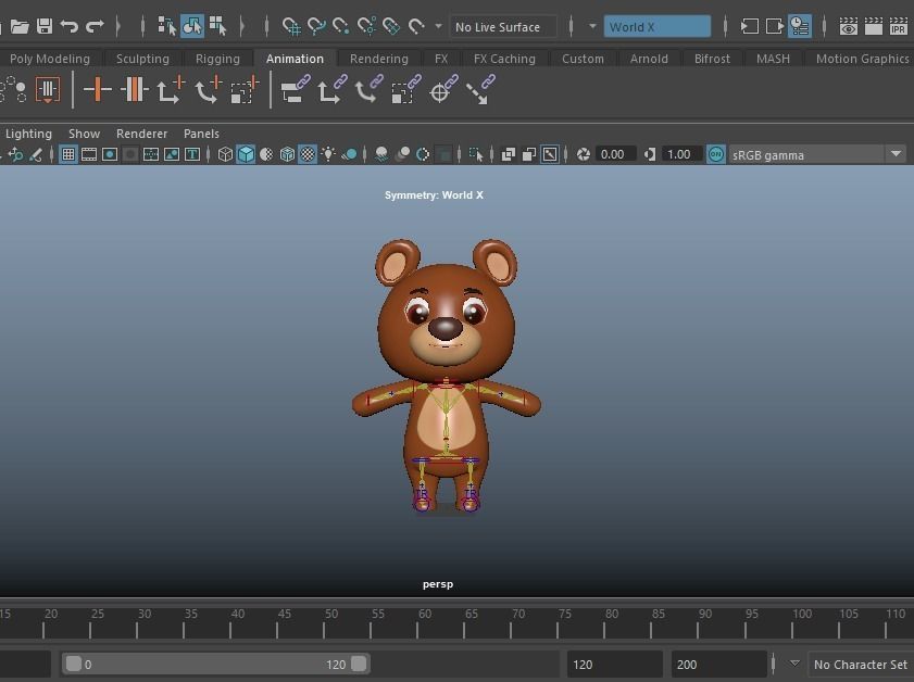 Cartoon Bear Animated Low-poly 3D model_9