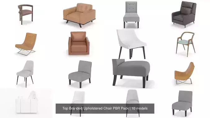 Top Branded Upholstered Chair PBR Pack 3D Model Collection
