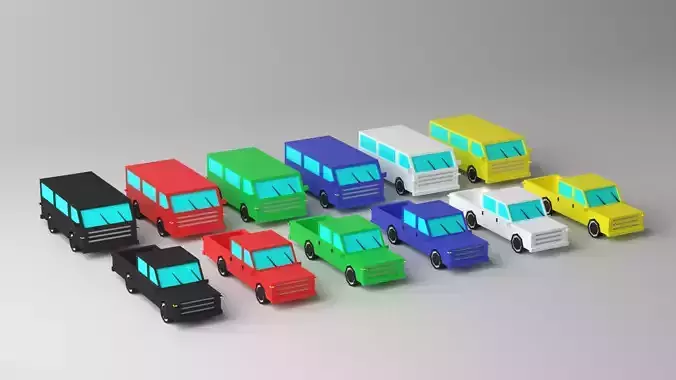 Cartoon Car Van Pick-up Truck