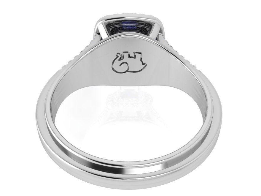 2-Row blue stone diamond ring 3591 3D print model 3D print model_3