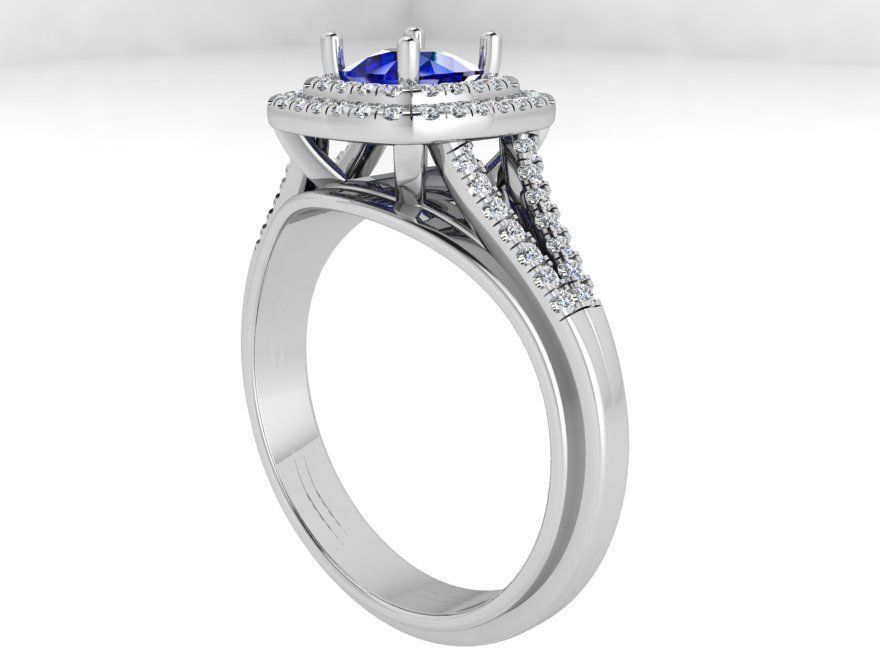 2-Row blue stone diamond ring 3591 3D print model 3D print model_2