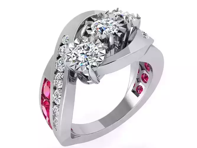 Diamond textured ring 3592 3D print model 