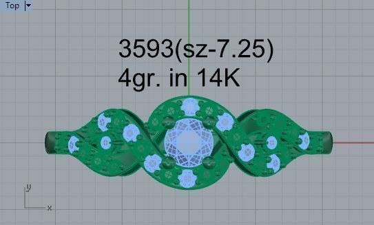 Round infinity diamond ring 3593 3D print model 3D print model_4