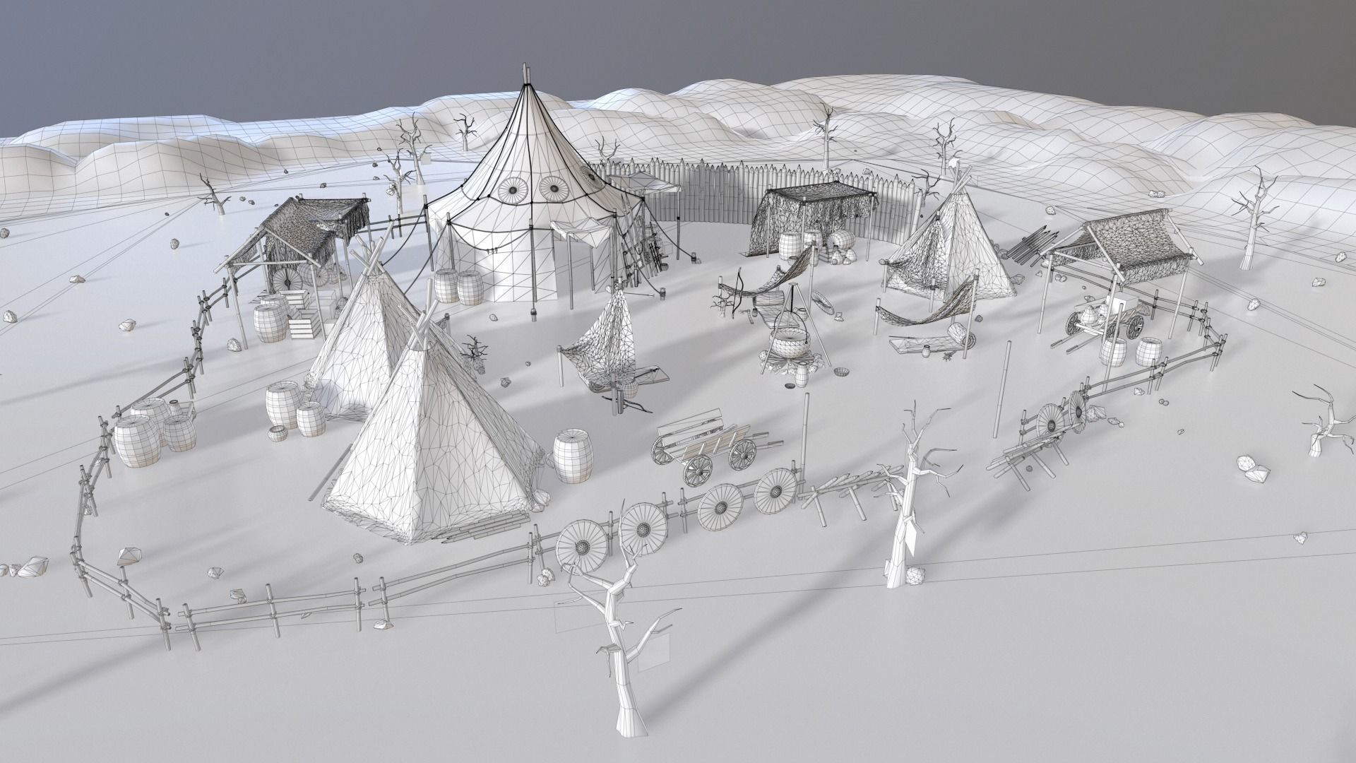 Top-Down Barbarian Camp - LowPoly Low-poly 3D model_18